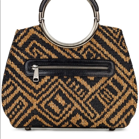 Patricia Nash Aria Shopper Tribal Weave Black and Brown Top Handle Crossbody - Picture 3 of 16